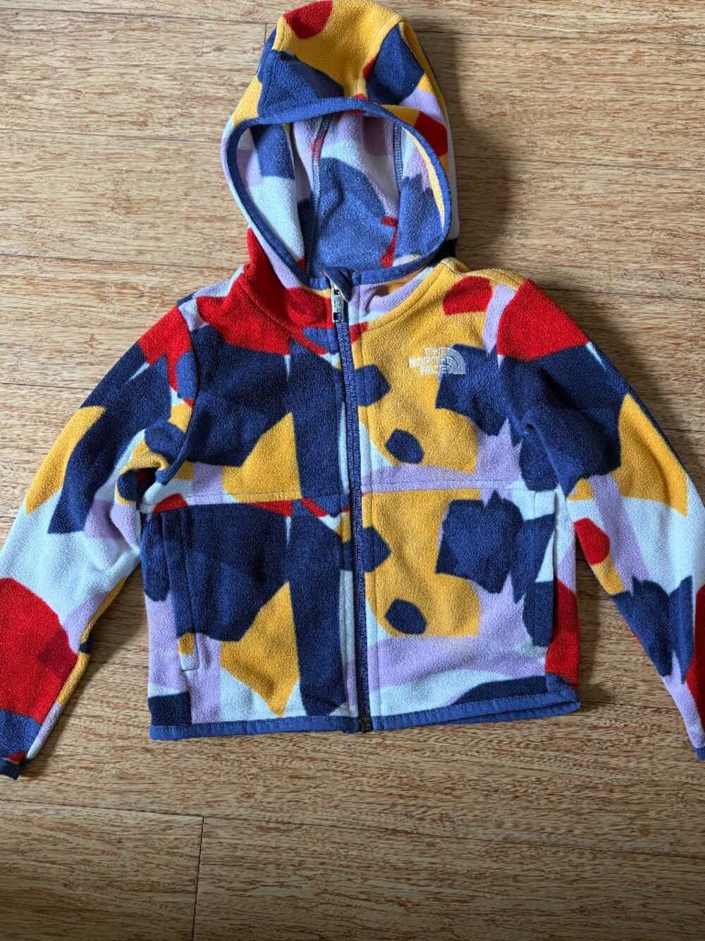 The North Face Fleece Jacket Cave Blue Collage Print Full Zip Kids Size 2